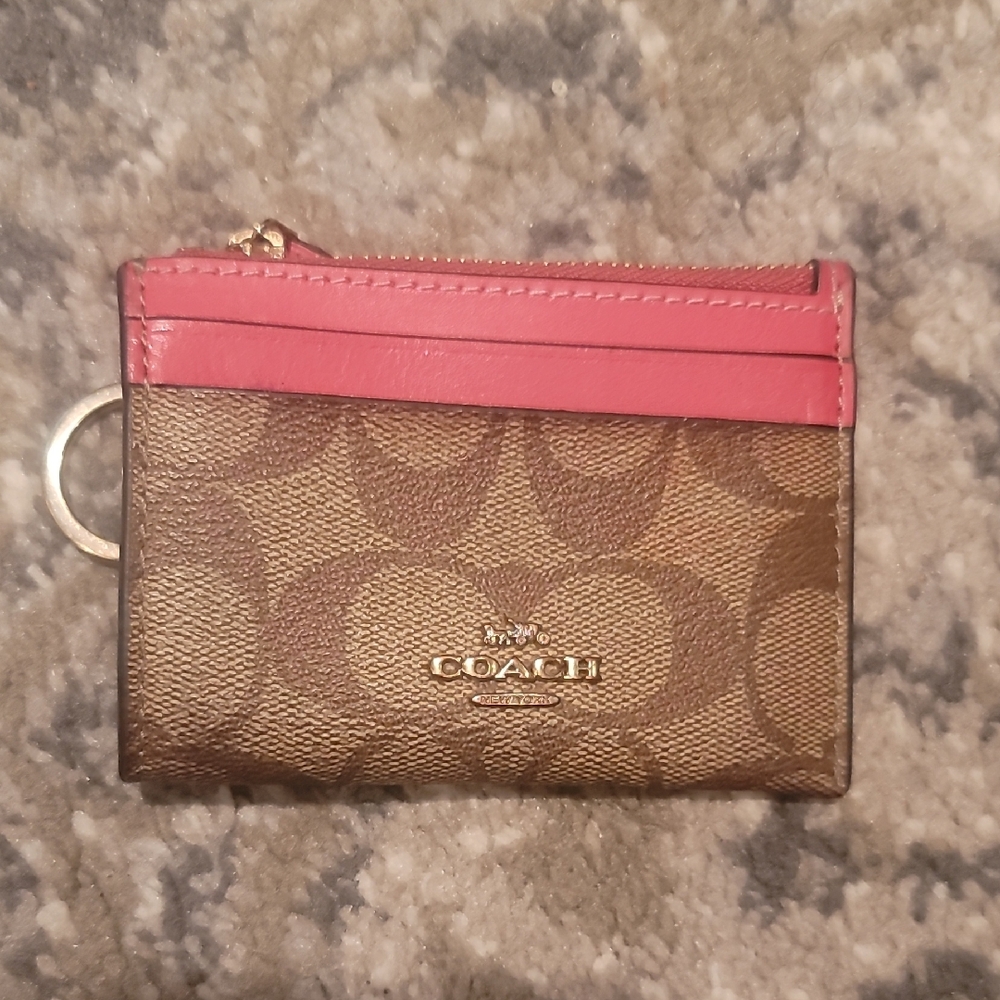 Coach Tan and Pink Card Wallet